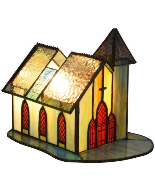 Europa Tiffany Vintage Small House Art Bedroom Bedhead Nightlight Feeding Bar Light Church Glass Desk Lamp