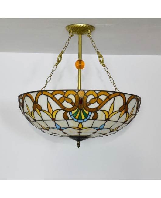 60CM European Tiffany Baroque Bar Lighting, European Colored Glass Living Room Dining Room Bedroom Pendant
