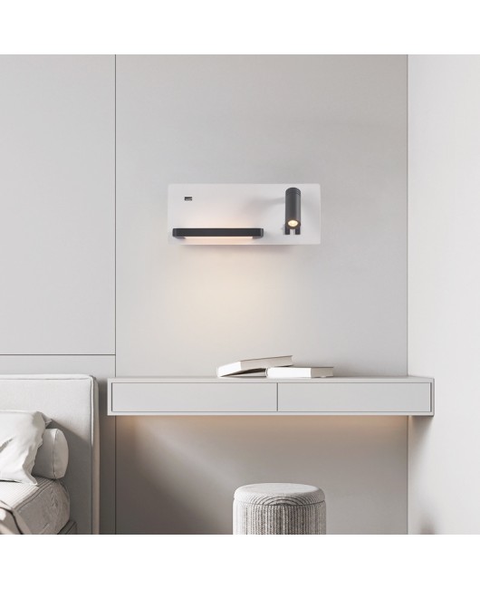 Nordic simple bedside reading lamp with switch USB storage desk perfume desk Modern hotel room home stay wall lamp