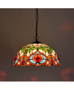 40CM rural retro pastoral fairy peach, European style Tiffany colored glass living room, dining room, bedroom, bar, pendant light