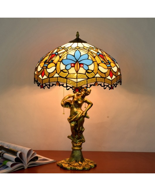 40CM Retro Love Beads, Tiffany Colored Glass Living Room, Dining Room, Bedroom Desk Lamp, Beauty Base