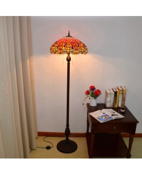 45CM European style Tiffany restaurant floor lamp bar retro red festive gift dragonfly lighting