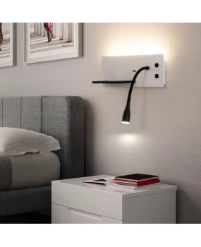Simple LED bedroom bedside reading wall lamp USB port mobile wireless charging hotel hotel reading engineering wall lamp