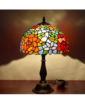 Europa Tiffany Country Rose Bar Hotel Bedroom Bedhead Desk Lamp American Europa Art Glass Lighting