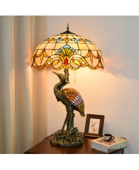Europa Tiffany Male Crane Desk Lamp Colored Glass Living Room Restaurant Hotel Bar Baroque Large Lamp