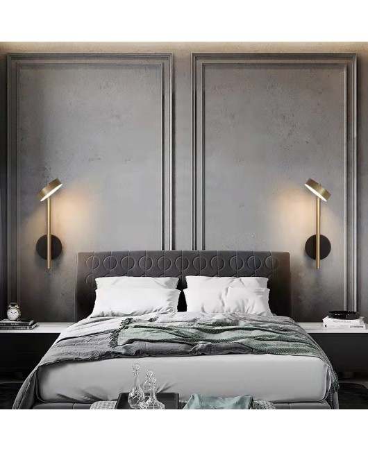 Light luxury wall lamp LED bedroom hotel project bedside living room Nordic wall lamp rotatable background wall room wall lamp