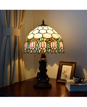 American Pink Curcuma Fragrant Restaurant Bedroom Bedhead Desk Lamp Bar Retro Euro Tiffany Colored Glass