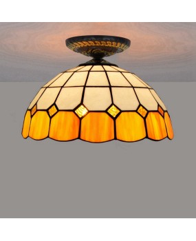 30CM Orange Mediterranean Euro Tiffany Colored Glass Restaurant Bedroom Corridor Bathroom Ceiling Light Fixture