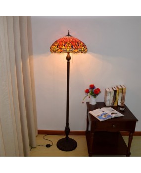 45CM European style Tiffany restaurant floor lamp bar retro red festive gift dragonfly lighting