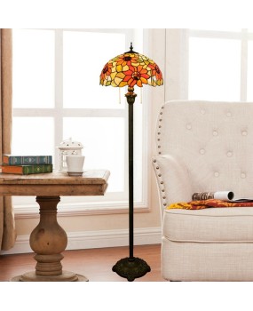 40CM European Tiffany Colored Glass Living Room Dining Room Bedroom Floor Lamp American Sunflower Bronze Lamp