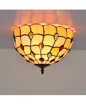 30CM Europa Tiffany Vintage Colored Bead Restaurant Foyer Corridor Bathroom Glass Ceiling Light