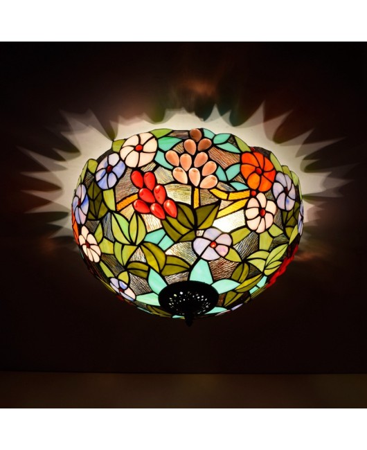 40CM Euro Tiffany American Grape colored Glass Restaurant Bedroom Corridor Bathroom Glass Ceiling Light