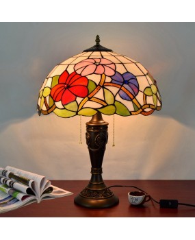40CM Euro Tiffany Colored Glass Living Room Dining Room Bedroom Bedhead Desk Lamp Red Joyful Zipper Light