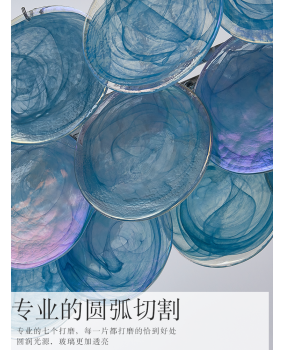 French luxury round glass chandelier, high-end bar counter restaurant designer's design, 2024 Italian new lighting fixtures