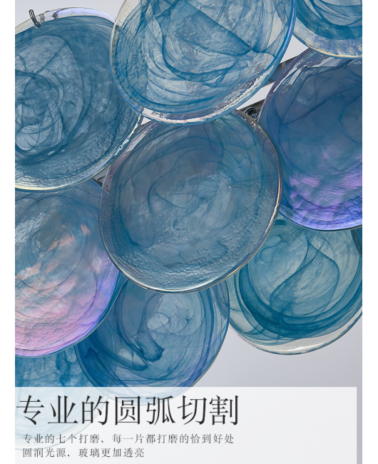 French luxury round glass chandelier, high-end bar counter restaurant designer's design, 2024 Italian new lighting fixtures