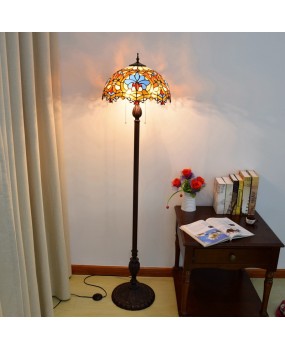 40CM European Tiffany Restaurant Floor Lamp Bar American Decorative Colored Glass Love Retro Lamp