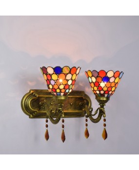 Bohemian Europa Tiffany Bedroom Bedhead Wall Light Colored Glass Restoration Hotel Bar Double Headed Crystal Wall Light