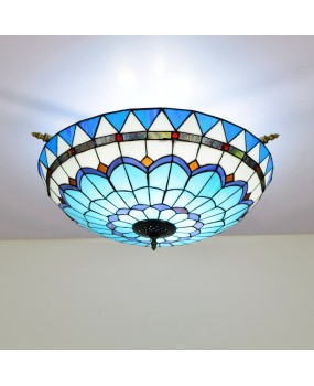 65CM Mediterranean Euro Tiffany Colored Glass Small Living Room Dining Room Bar Bedroom Art Semi Ceiling Light