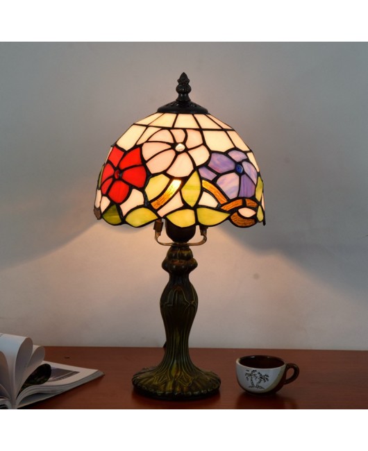 Europa Tiffany Colored Glass Morning Glory Creative Restaurant Bedroom Bedhead Desk Lamp 8-inch 20CM Celebration Light