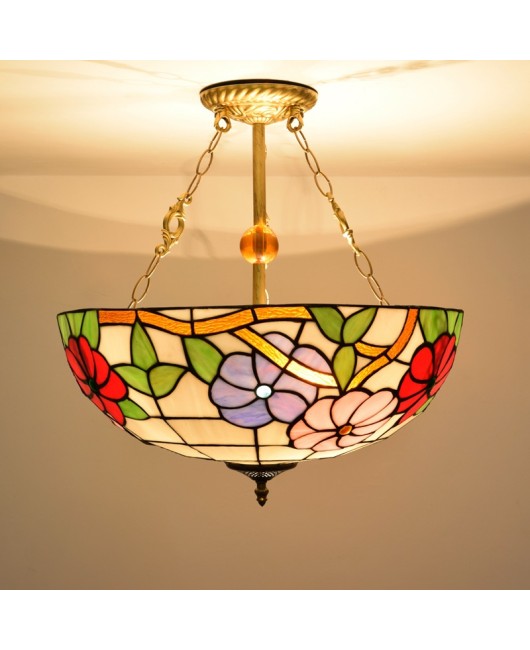 50cm European style Tiffany American retro morning glory creative European festive colored glass restaurant bedroom pendant light