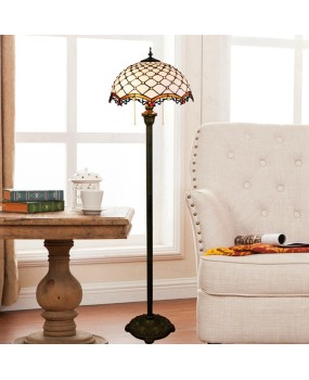 40CM Euro Tiffany Mediterranean Vintage Decoration Colored Glass Living Room Dining Room Bedroom Floor Lamp Bronze