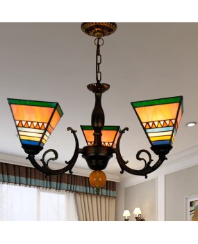 Europa Tiffany Colored Glass Restaurant Bedroom Bar Clubhouse Internet Cafe Caf é Three Head Art Pendant Light