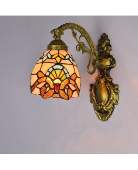 Colored glass retro mirror headlights, Euro Tiffany bedside wall lights, aisle Baroque single head glass wall lights