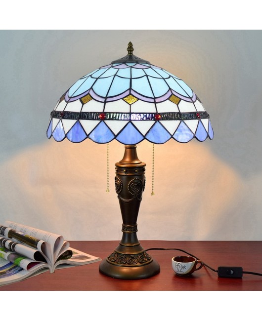 40CM European Tiffany Decorative Colored Glass Living Room Dining Room Bedroom Bedhead Desk Lamp Mediterranean Zipper Lamp