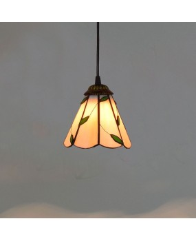 6-inch Europa Tiffany Colored Glass Restaurant Bar Pendant American Retro Hotel Leaf Art Glass Lamp