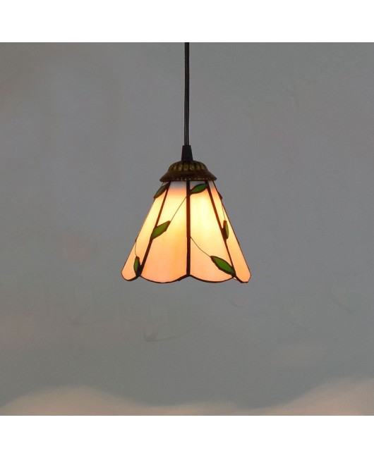 6-inch Europa Tiffany Colored Glass Restaurant Bar Pendant American Retro Hotel Leaf Art Glass Lamp