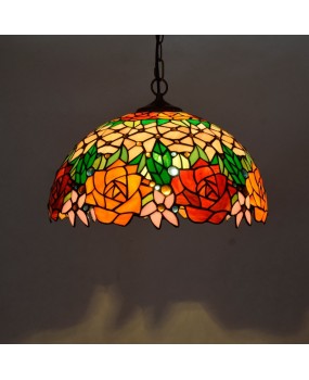 American retro countryside, European style, Tiffany colored glass, gorgeous roses, 40CM bar restaurant, glass lighting fixtures