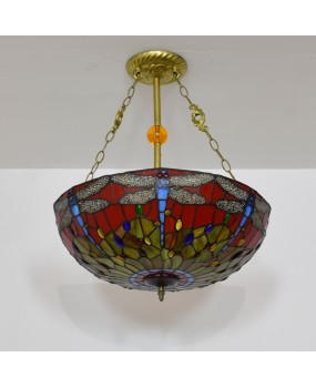 50cm American Retro Red Bottom Dragonfly Europe Tiffany Colored Glass Living Room Dining Room Bedroom Pendant