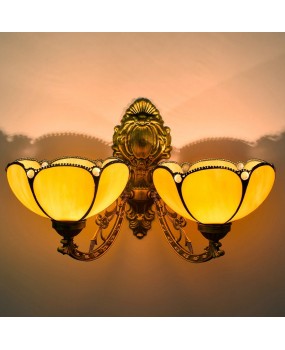 Europa Tiffany Corridor Double Headed Wall Light American Mediterranean Creative Colored Glass Living Room Dining Room Glass Light