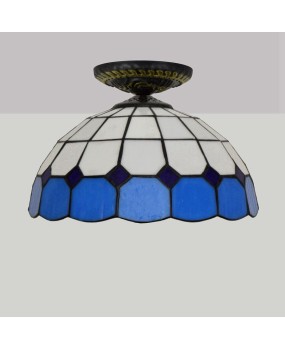30CM Mediterranean Euro Tiffany Colored Glass Restaurant Bedroom Corridor Blue Glazed Ceiling Light Fixture