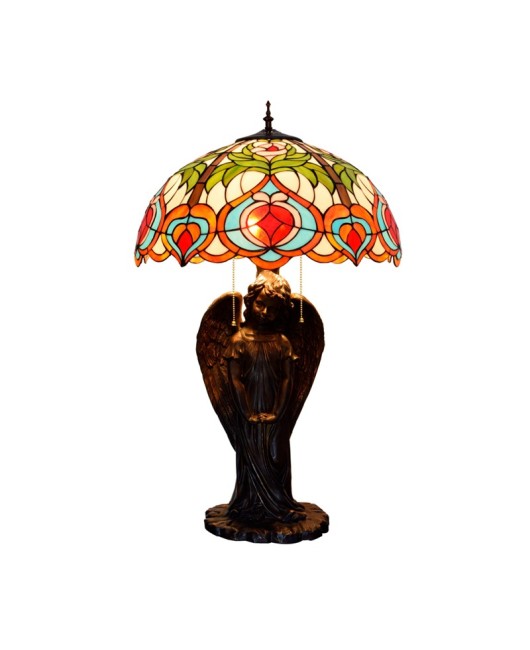 American rustic retro European Tiffany colored glass art decoration dining room bedroom large angel desk lamp