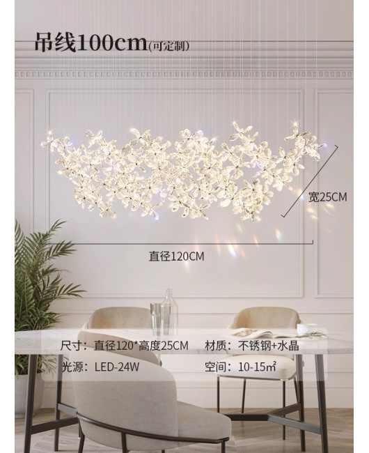 Crystal Flower Restaurant Pendant Light Luxury Italian Designer Advanced Stereoscopic Art Premium Bar Island Desk Lamp
