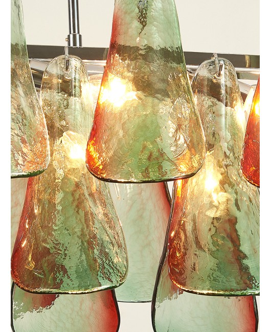 French Murano Restaurant Designer's Mura Restaurant Green Petals Handmade Glass Vintage Villa Pendant Light