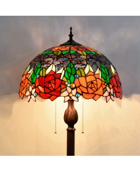 40CM European Tiffany Restaurant Floor Lamp Decoration Colored Glass Countryside Rose Bar Light