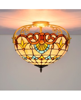 40CM Occitanie Baroque Colored Glass Restaurant Bedroom Corridor Glass Ceiling Light Cross border