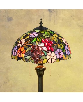40CM vintage creative Euro Tiffany colored glass living room dining room grape flower floor lamp American countryside lamp