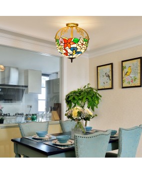 30CM Oucong Tiffany Countryside Bird Colored Glass Restaurant Bedroom Corridor Bathroom Glass Ceiling Light