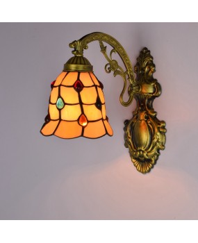 Europa Tiffany Colored Glass Retro Mirror Front Light Countryside Bedhead Wall Light Corridor Colored Bead Glass Wall Light