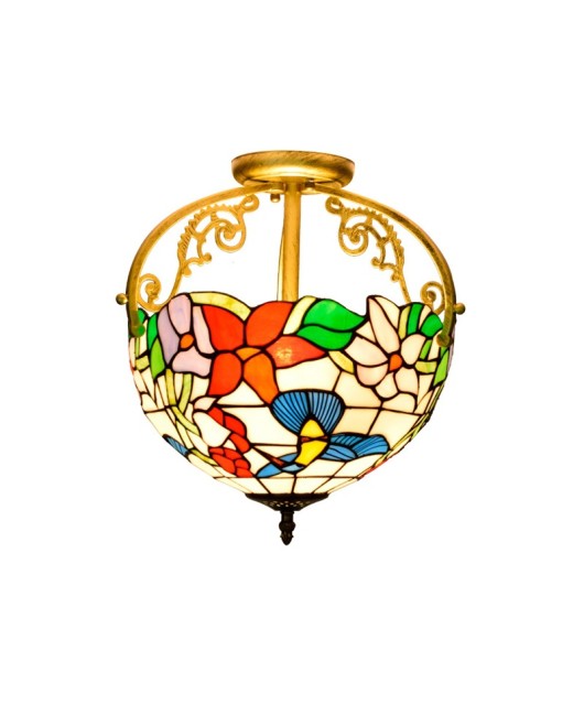30CM Oucong Tiffany Countryside Bird Colored Glass Restaurant Bedroom Corridor Bathroom Glass Ceiling Light