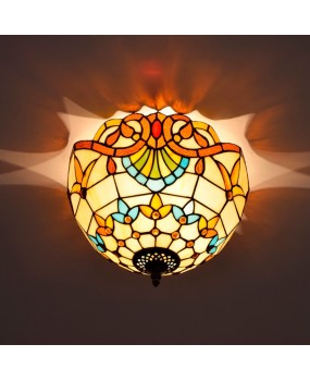 30CM Occitanie Baroque Colored Glass Restaurant Bedroom Corridor Bathroom Glass Ceiling Light