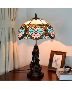 Europa Tiffany Retro Mediterranean Living Room, Dining Room, Bedroom Bedside Table Lamp, Bar Decoration Colored Glass Lamp