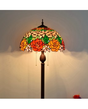 40CM European Tiffany Restaurant Floor Lamp Bar American Countryside Rose Decorative Glass Lamp