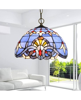 30CM vintage blue Baroque chandelier, Tiffany colored glass, dining room, bedroom foyer