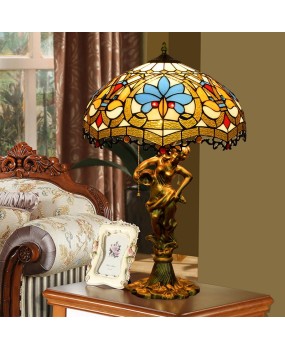 40CM Retro Love Beads, Tiffany Colored Glass Living Room, Dining Room, Bedroom Desk Lamp, Beauty Base