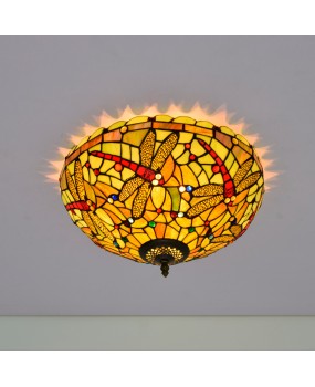 40CM Euro Tiffany Dragonfly Colored Glass Restaurant Bedroom Corridor Bathroom Green Glass Ceiling Light