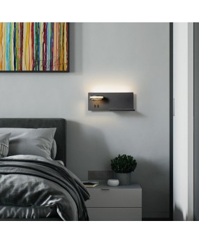 LED bedroom bedside wall light, USB port, smartphone charging model, modern and simple hotel, homestay, study, reading light